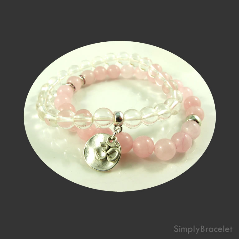 Simply Rose Quartz, Crystal Quartz Yoga bracelet set - 7.5 inch - Click Image to Close
