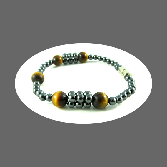 Simply Hematite, tigers eye Bracelet. 7.5 inch - Click Image to Close