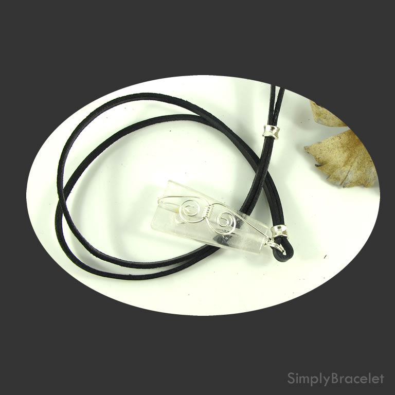 Leather cord, black, 28 inch, Crystal Quartz pendant necklace. - Click Image to Close