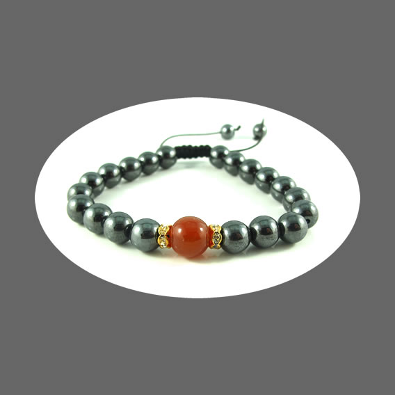 Simply Magnetic bracelet with Agate bead- 7 to 8 inch - Click Image to Close
